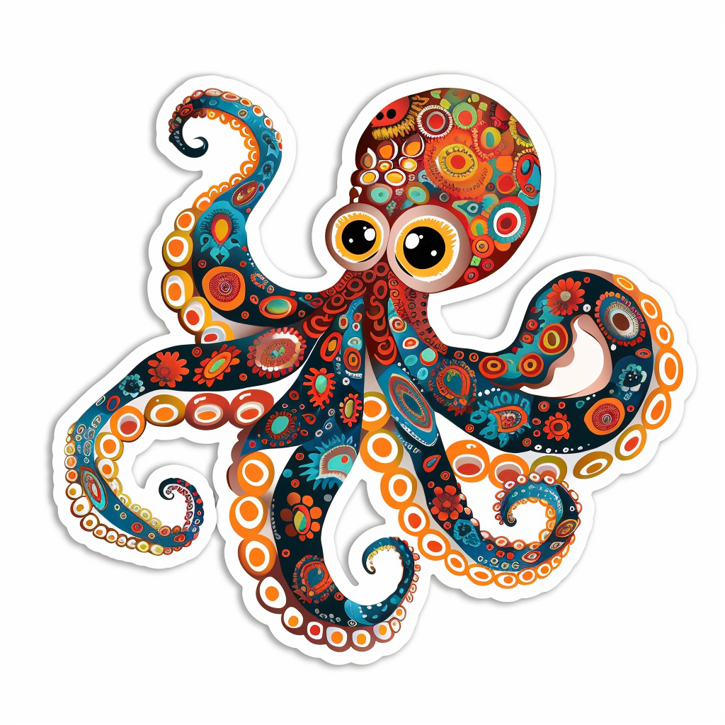 Sticker of a Octopus heartcore majestic Expressive surreal Vinyl Decal Sticker for Car, Laptop, Tumbler and more # F015461