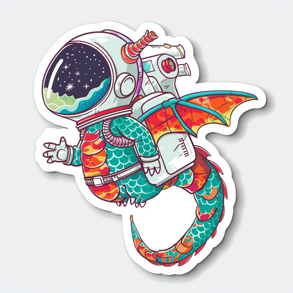 Dragon astronaut majestic Expressive surreal Vinyl Decal Sticker for Car, Laptop, Tumbler and more # F019015