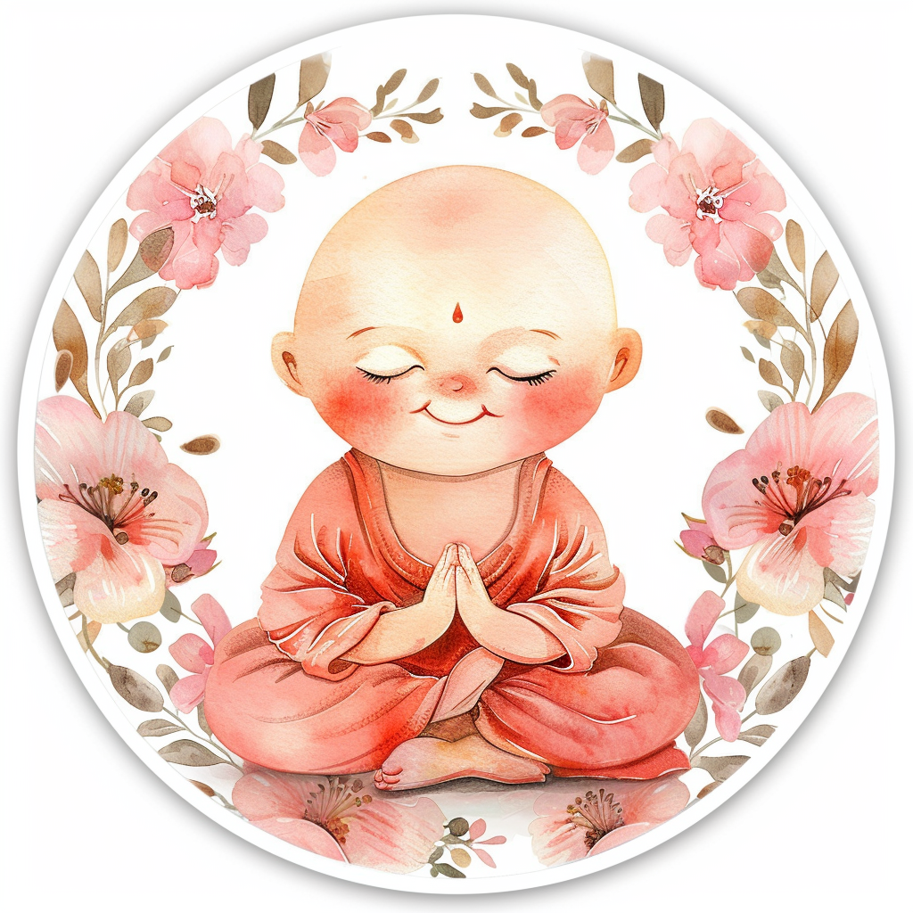 Adorable Buddha Expressive surreal Vinyl Decal Sticker for Car, Laptop, Tumbler and more # F017159