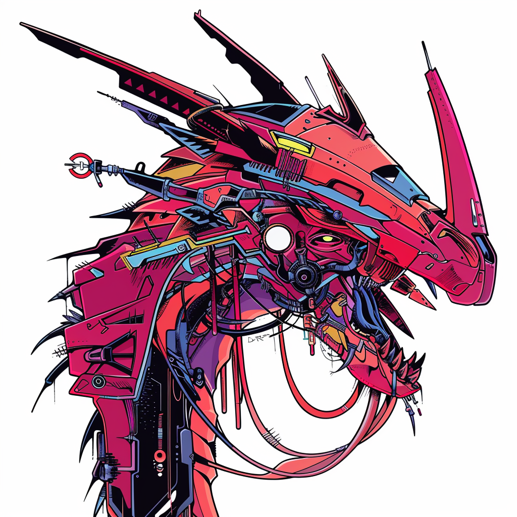 Dragon cyber punk majestic Expressive surreal Vinyl Decal Sticker for Car, Laptop, Tumbler and more # F019079