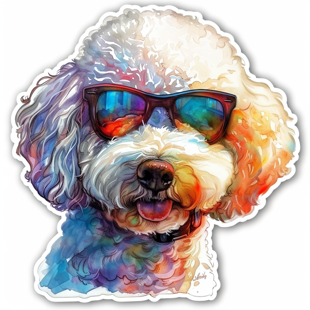 Poodle Dog wearing sunglasses Vinyl Decal Sticker for Car, Laptop, Tumbler and more # F012425