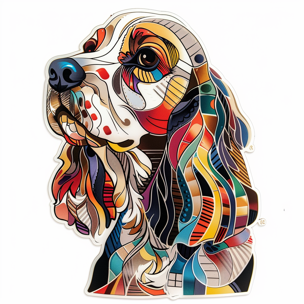 Cocker Spaniel Dog majestic Expressive surreal Vinyl Decal Sticker for Car, Laptop, Tumbler and more # F020286-4" x 4"