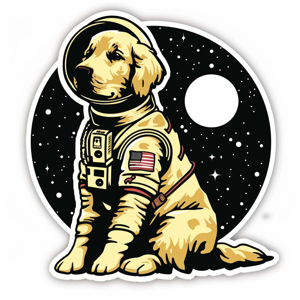 Golden Retriever Dog astronaut Vinyl Decal Sticker for Car, Laptop, Tumbler and more # F010508