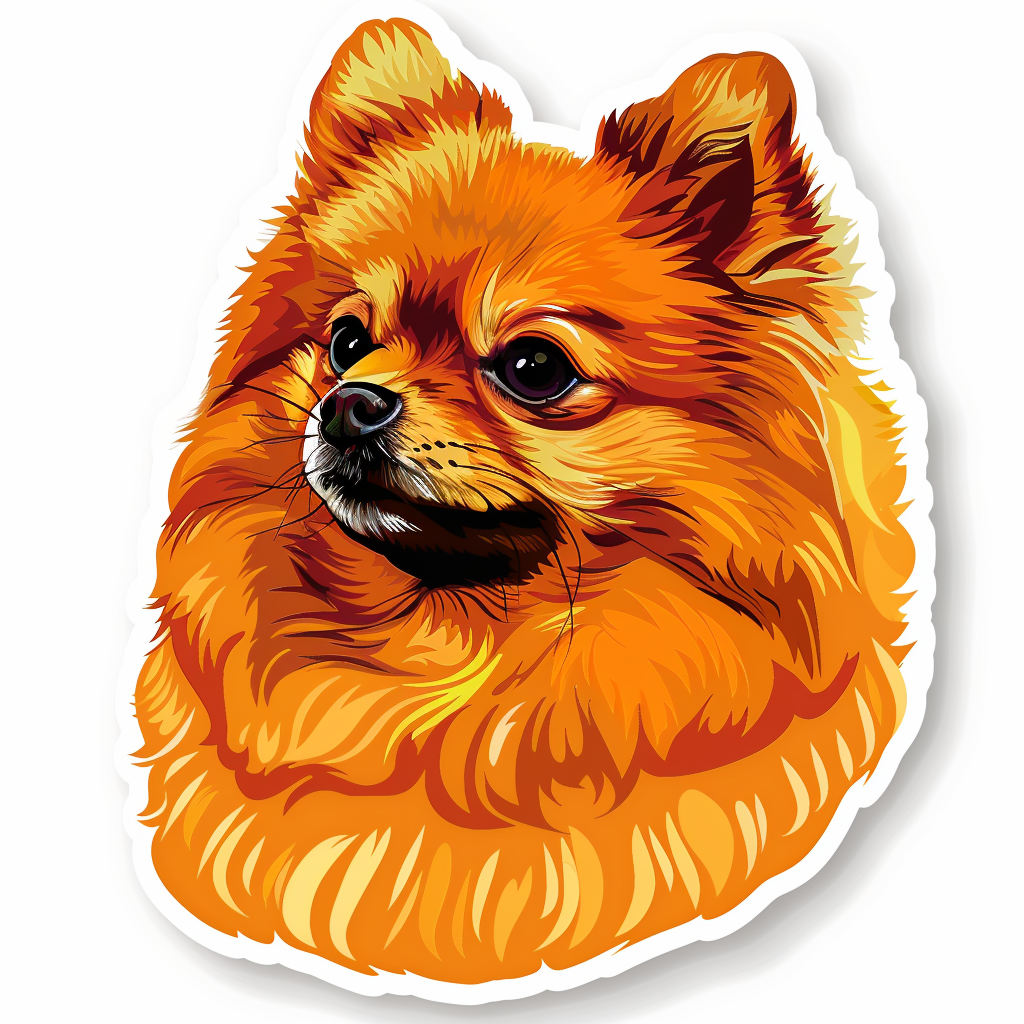 Sticker of a Pomeranian Dog majestic Expressive surreal Vinyl Decal Sticker for Car, Laptop, Tumbler and more # F013824