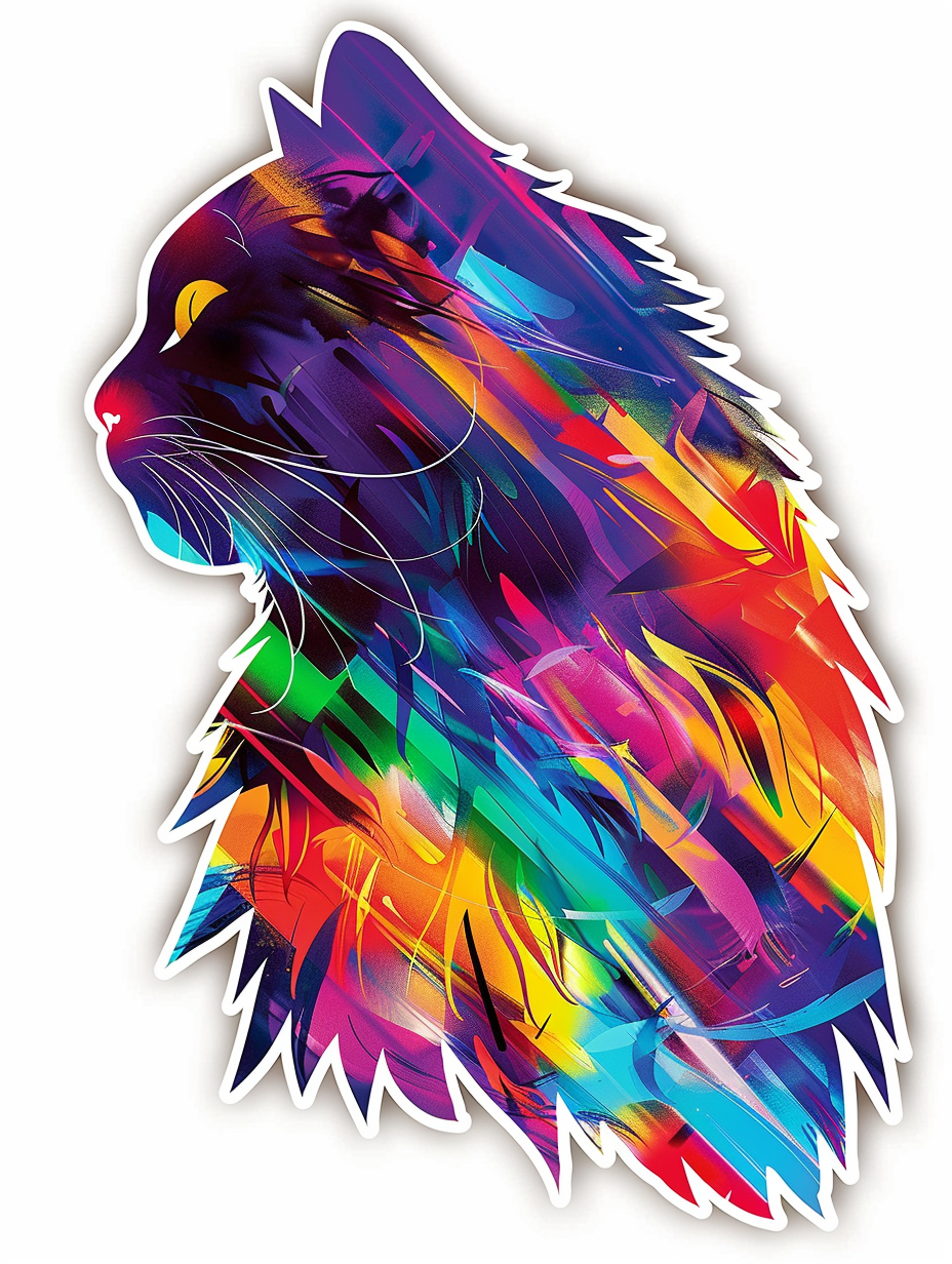 Persian Cat Expressive surreal Vinyl Decal Sticker for Car, Laptop, Tumbler and more # F016482