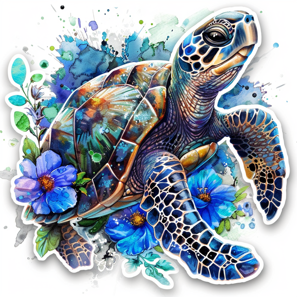 Sticker of a turtle majestic Expressive surreal Vinyl Decal Sticker for Car, Laptop, Tumbler and more # F022051