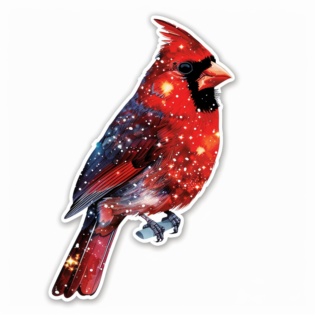 Sticker of a Cardinal Bird majestic Expressive surreal Vinyl Decal Sticker for Car, Laptop, Tumbler and more # F024235