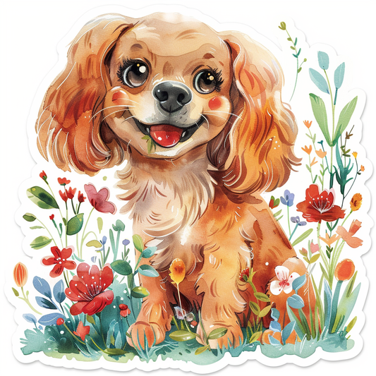 Adorable Cocker Spaniel Dog Expressive surreal Vinyl Decal Sticker for Car, Laptop, Tumbler and more # F019999-4" x 4"