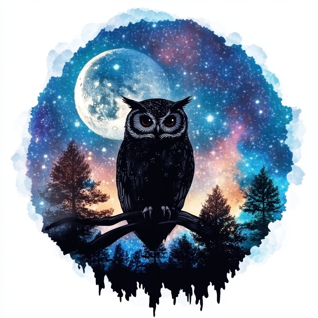 Owl Moon and Stars Vinyl Decal Sticker for Car, Laptop, Tumbler and more # F025703