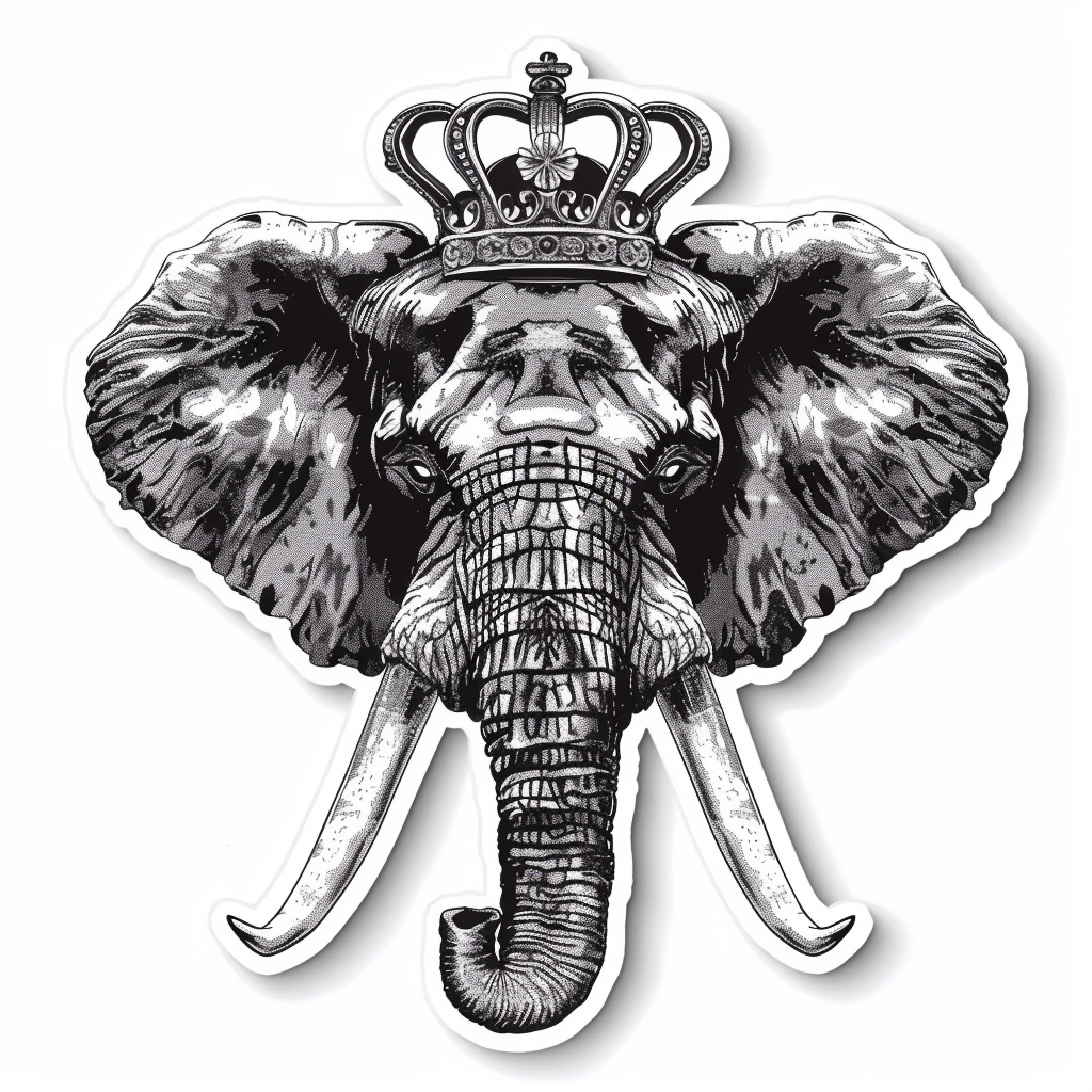 Elephant Expressive surreal Vinyl Decal Sticker for Car, Laptop, Tumbler and more # F022267-4" x 4"