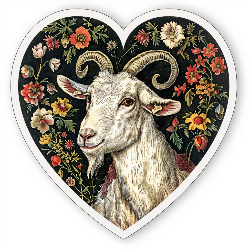 Goat majestic Expressive surreal Vinyl Decal Sticker for Car, Laptop, Tumbler and more # F020692-4" x 4"