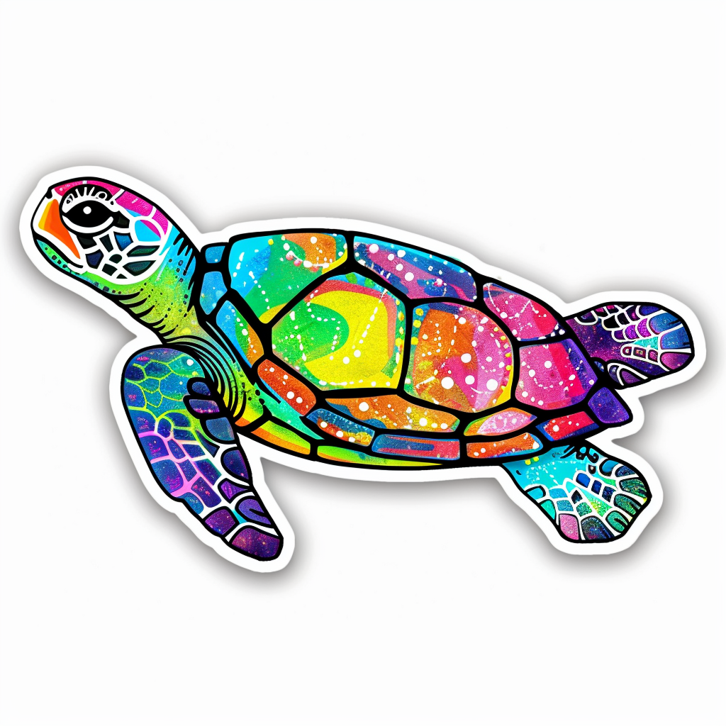Sticker of a turtle majestic Expressive surreal Vinyl Decal Sticker for Car, Laptop, Tumbler and more # F022037