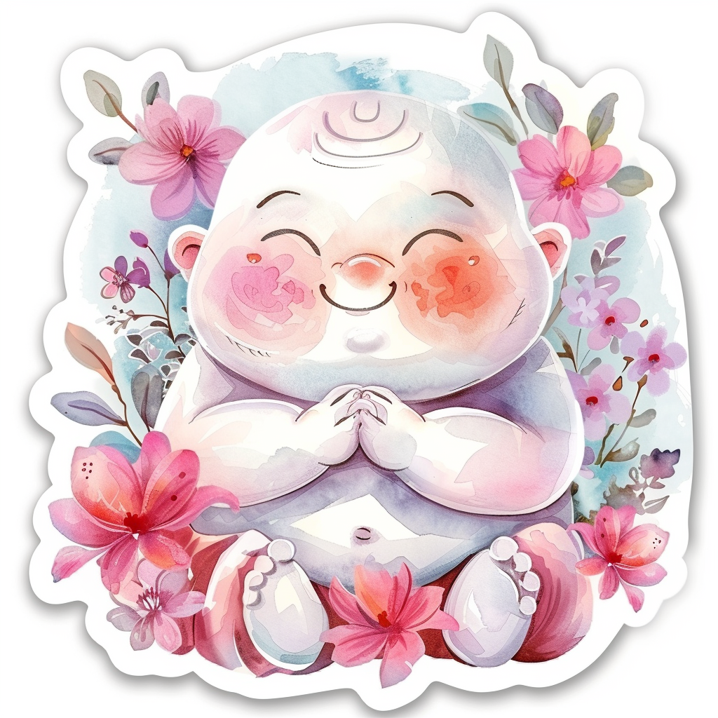 Adorable Buddha Expressive surreal Vinyl Decal Sticker for Car, Laptop, Tumbler and more # F017163