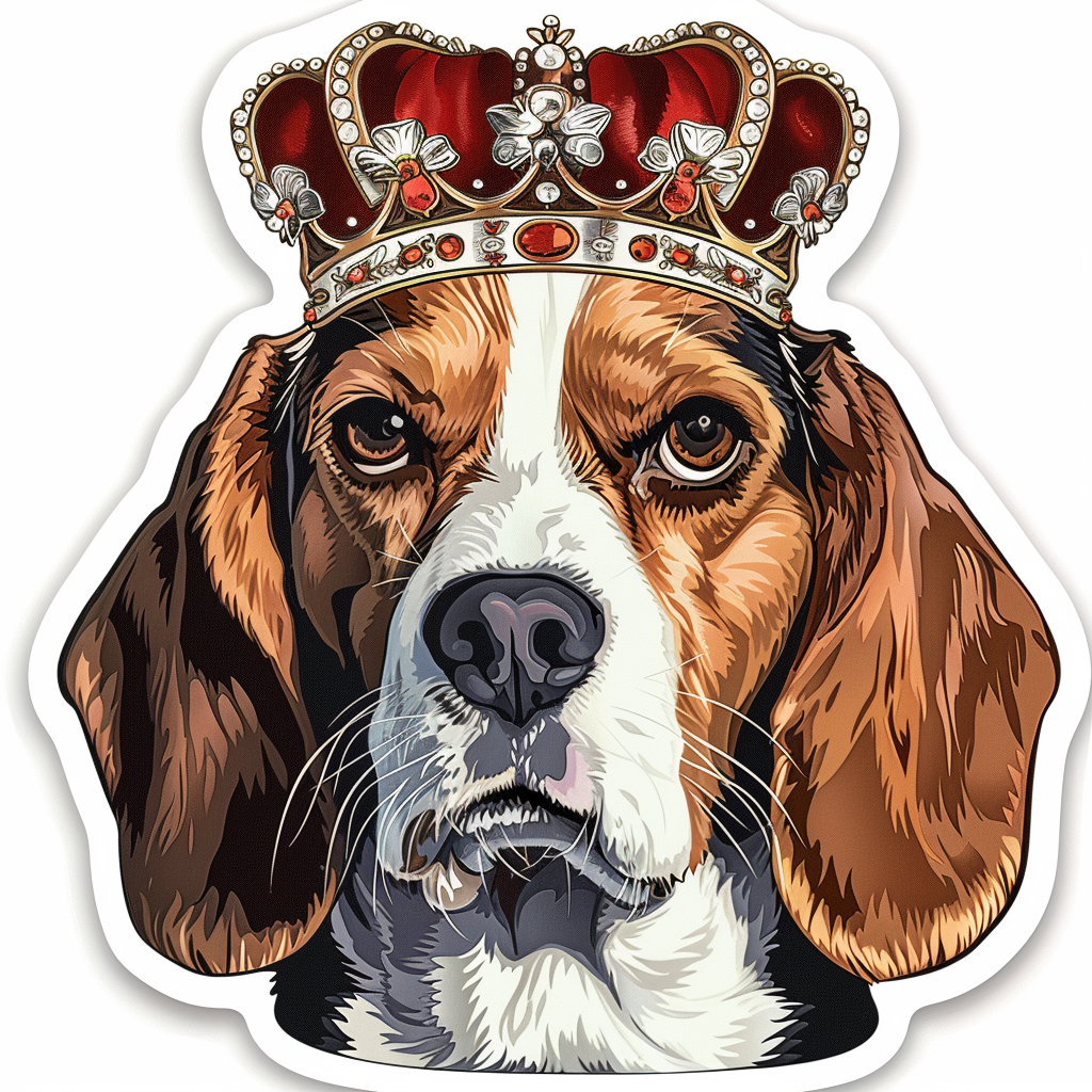 Beagle dog crowned Vinyl Decal Sticker for Car, Laptop, Tumbler and more # F011803