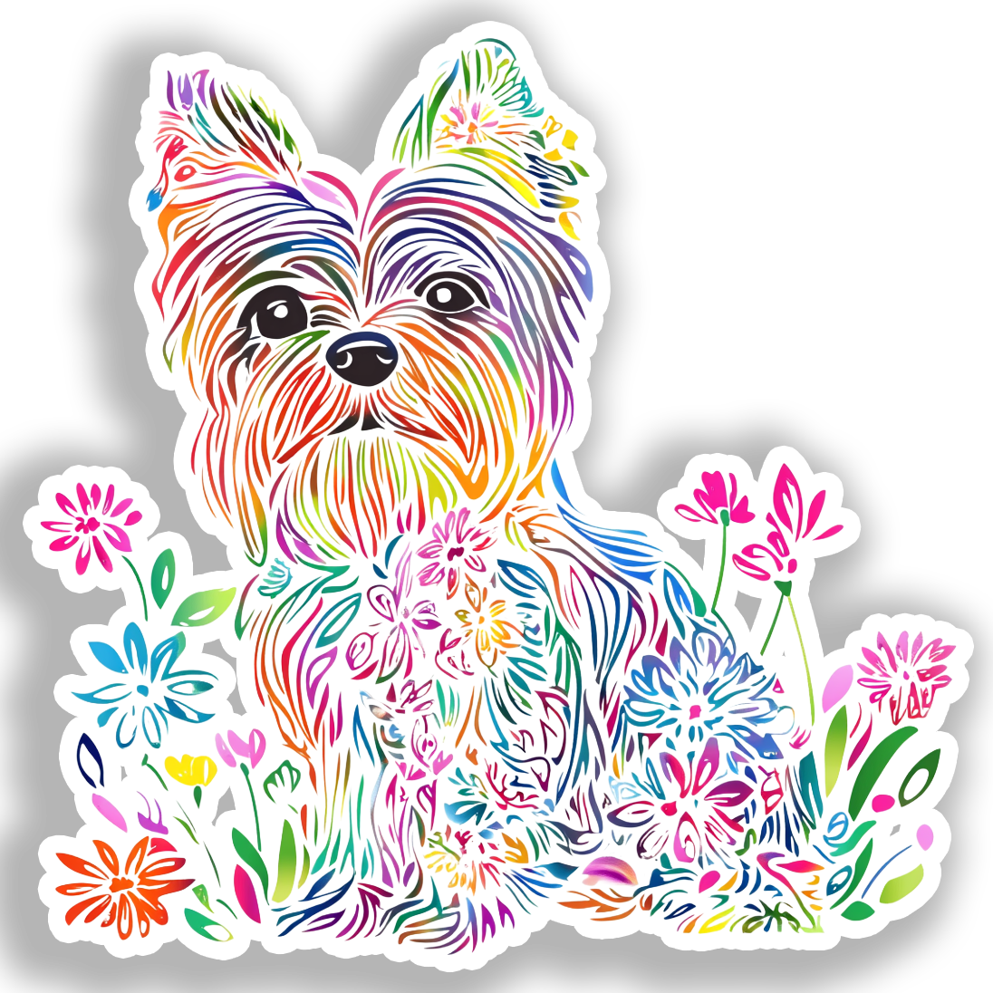 Yorkshire Terrier Dog Vinyl Decal Sticker for Car, Laptop, Tumbler and more # A017072-4" x 4"