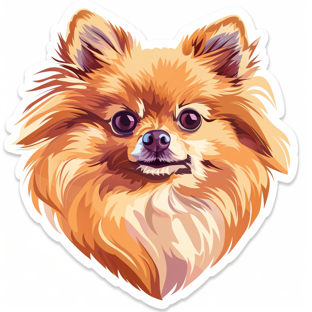 Sticker of a Pomeranian Dog majestic Expressive surreal Heartcore Vinyl Decal Sticker for Car, Laptop, Tumbler and more # F014097