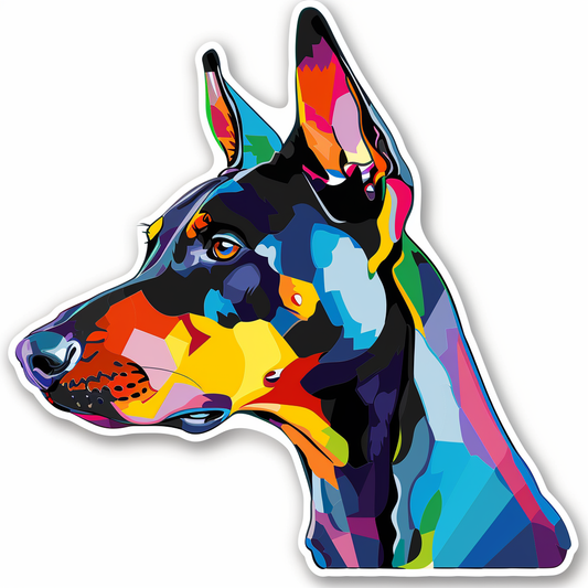 Cute and Adorable Doberman Pinscher Expressive surreal Vinyl Decal Sticker for Car, Laptop, Tumbler and more # F019492-4" x 4"