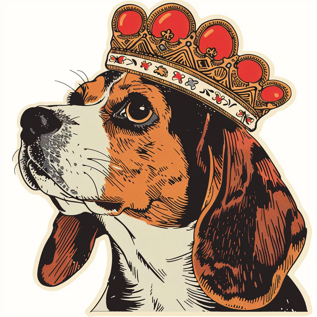 Beagle dog crowned Vinyl Decal Sticker for Car, Laptop, Tumbler and more # F011790