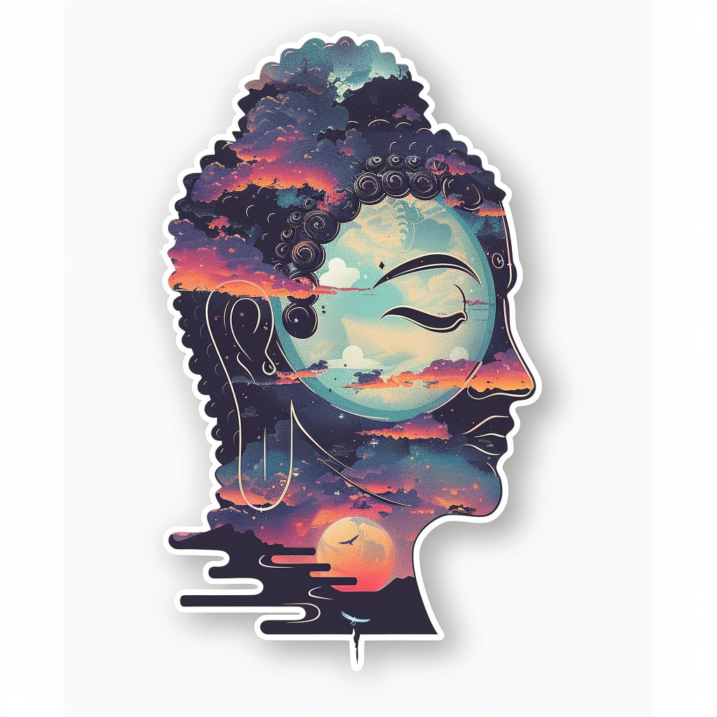 Sticker of a Buddha majestic Expressive surreal Vinyl Decal Sticker for Car, Laptop, Tumbler and more # F017226