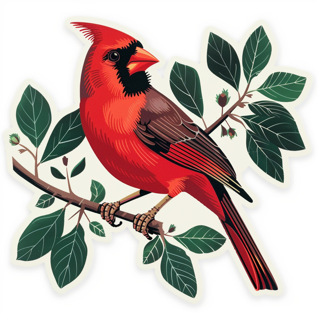 Cardinal Bird floral majestic Expressive surreal Vinyl Decal Sticker for Car, Laptop, Tumbler and more # F024208