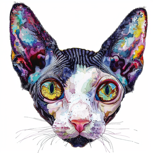 Adorable Cornish Rex Cat Expressive surreal Vinyl Decal Sticker for Car, Laptop, Tumbler and more # F021333-4" x 4"
