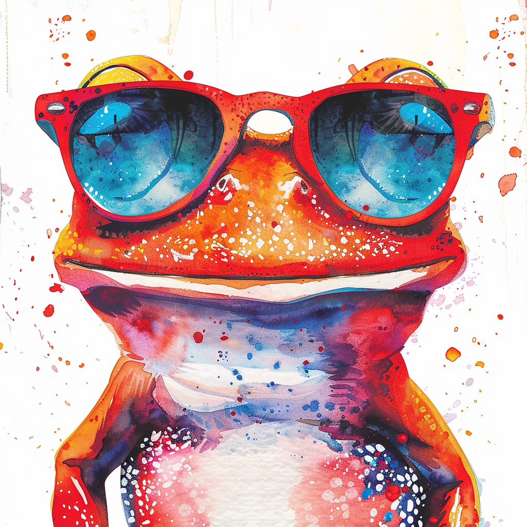 Sticker of a Frog wearing sunglasses majestic Expressive surreal Vinyl Decal Sticker for Car, Laptop, Tumbler and more # F016689