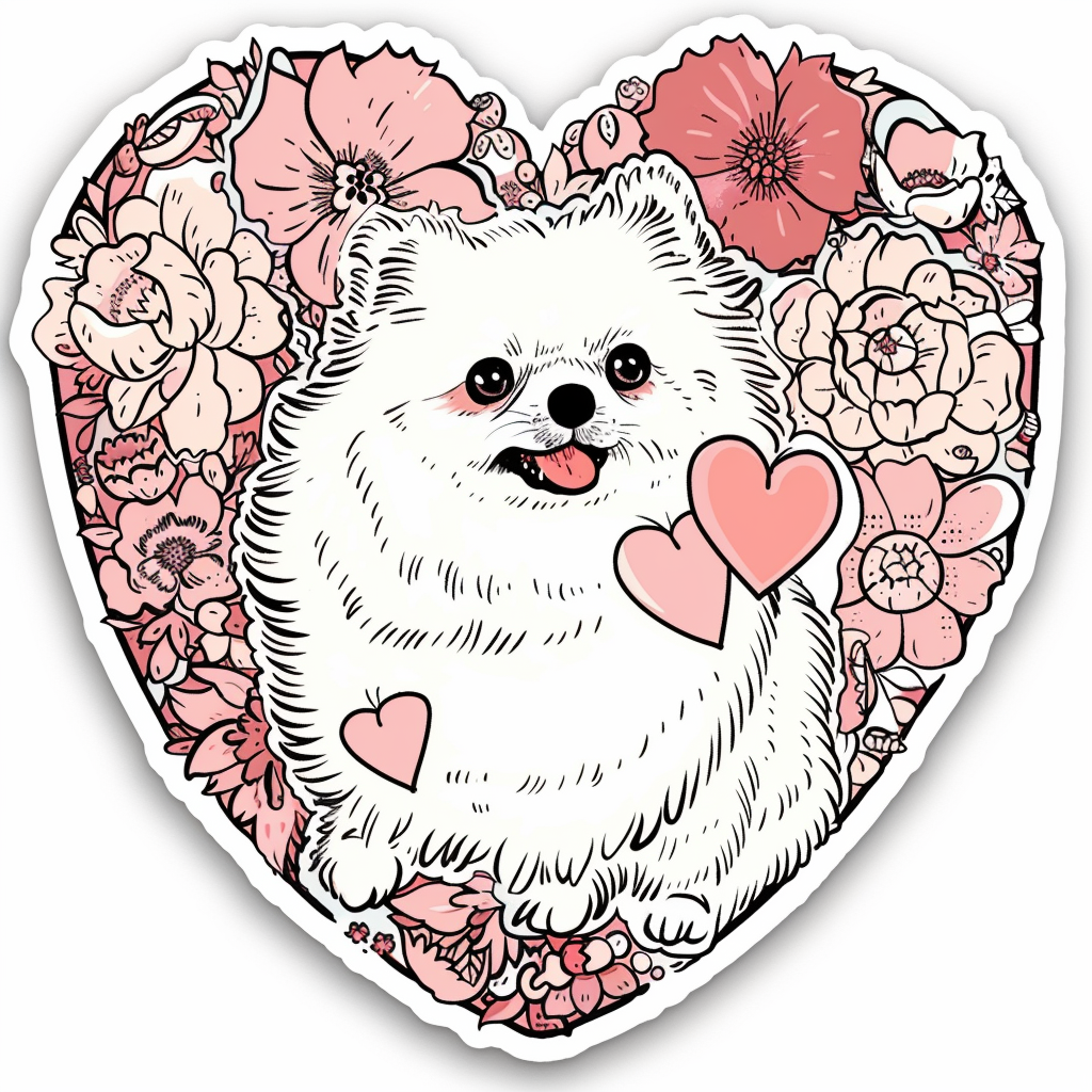 Sticker of a Pomeranian Dog majestic Expressive surreal Heartcore Vinyl Decal Sticker for Car, Laptop, Tumbler and more # F014130