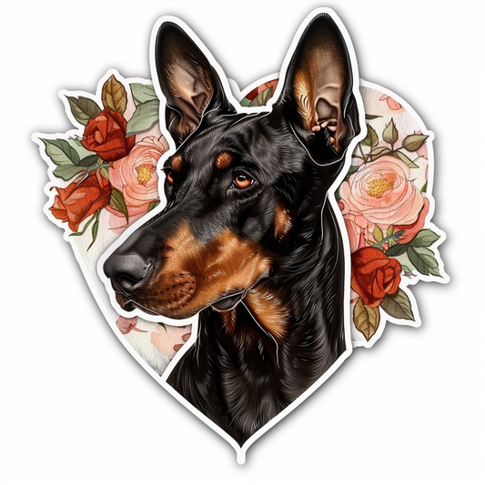 Doberman Pinscher Dog majestic Expressive surreal Vinyl Decal Sticker for Car, Laptop, Tumbler and more # F019584-4" x 4"