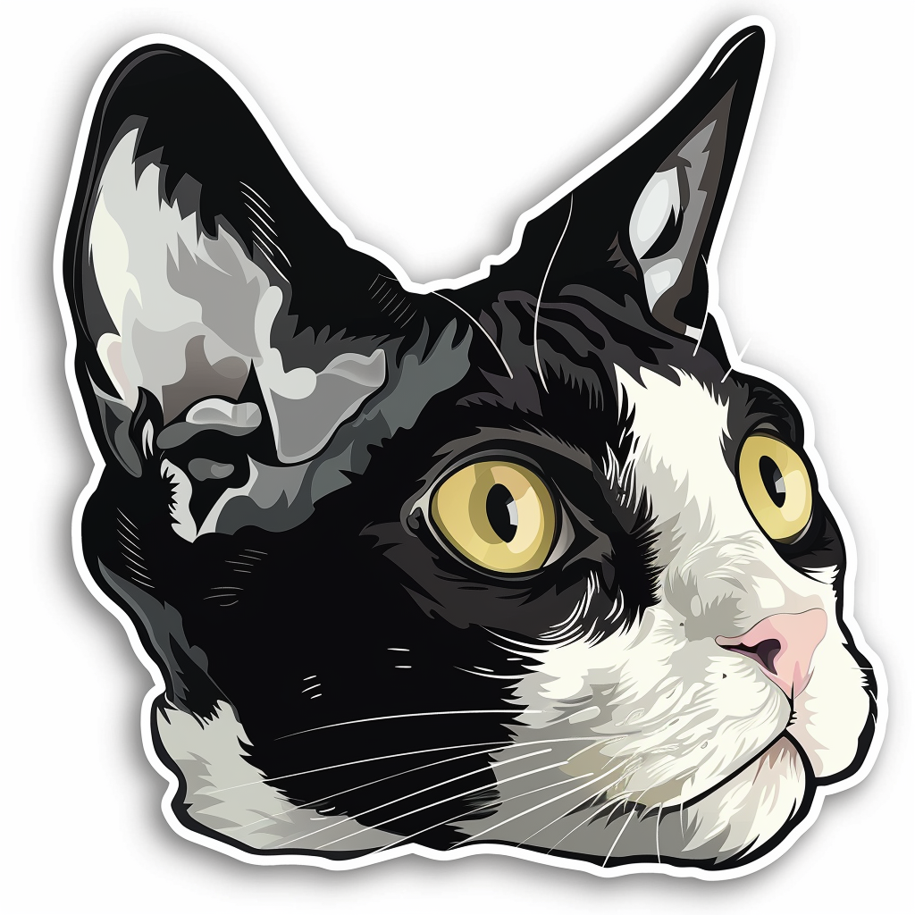 Adorable Cornish Rex Cat Expressive surreal Vinyl Decal Sticker for Car, Laptop, Tumbler and more # F021393-4" x 4"