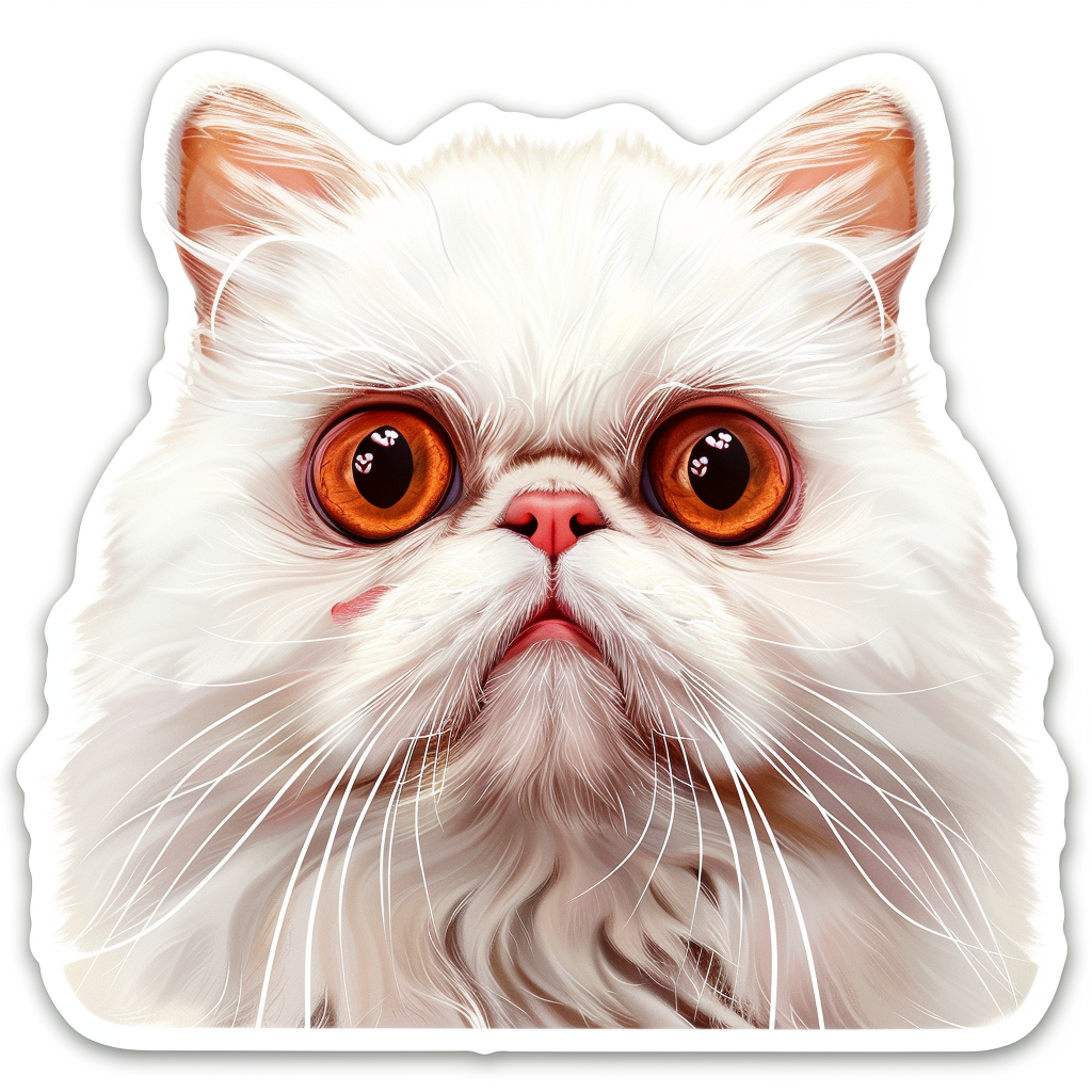 Persian Cat Expressive surreal Vinyl Decal Sticker for Car, Laptop, Tumbler and more # F016484