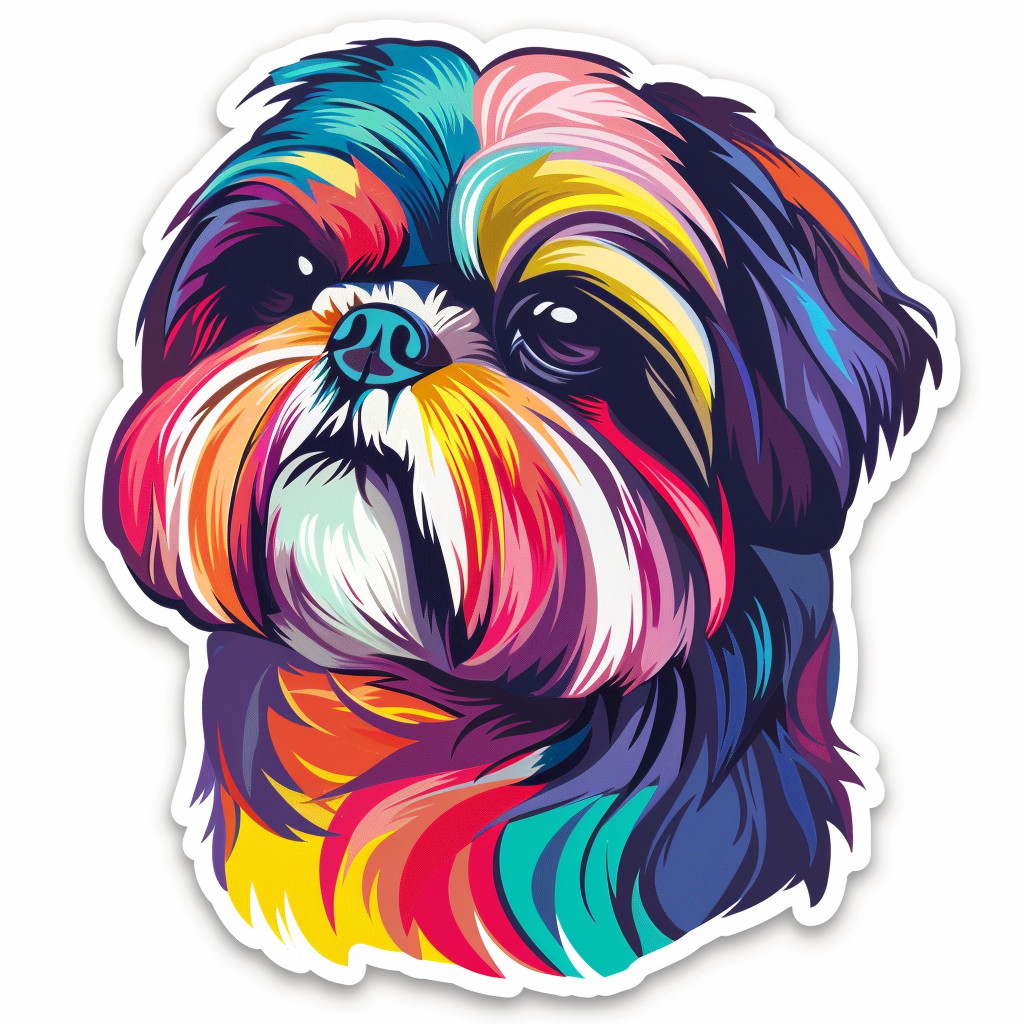 Adorable Shih Tzu Dog Expressive surreal Vinyl Decal Sticker for Car, Laptop, Tumbler and more # F018539