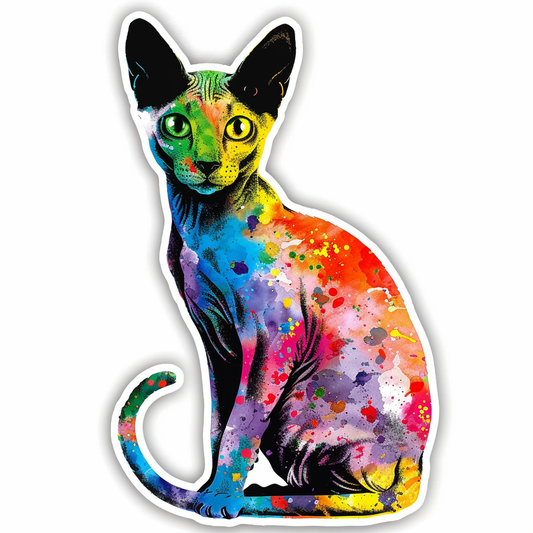 Adorable Cornish Rex Cat Expressive surreal Vinyl Decal Sticker for Car, Laptop, Tumbler and more # F021354-4" x 4"