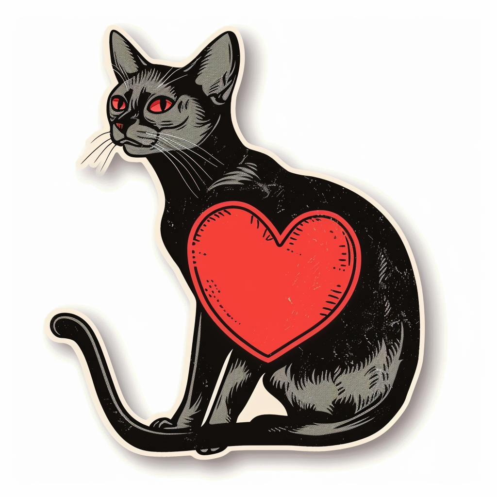 Burmese Cat heartcore Vinyl Decal Sticker for Car, Laptop, Tumbler and more # F011001