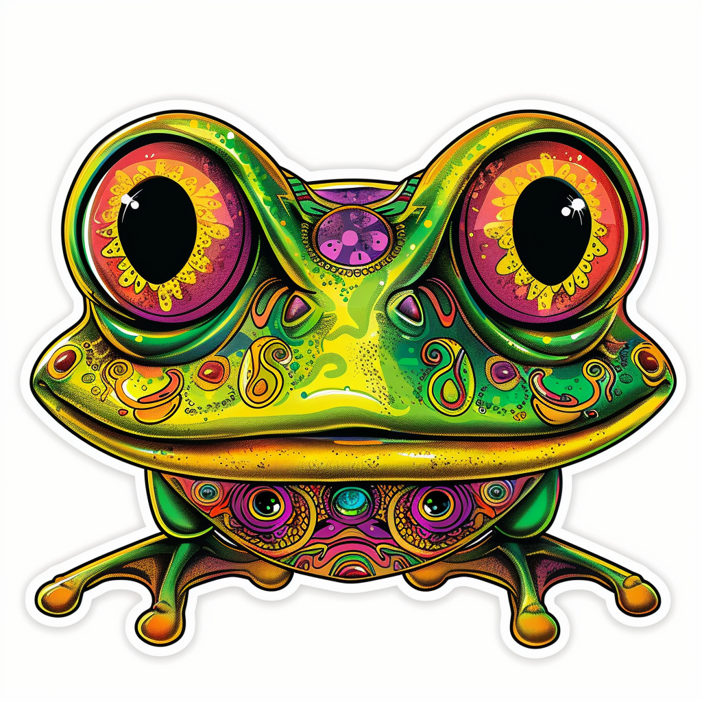 Sticker of a Frog majestic Expressive surreal Vinyl Decal Sticker for Car, Laptop, Tumbler and more # F015812