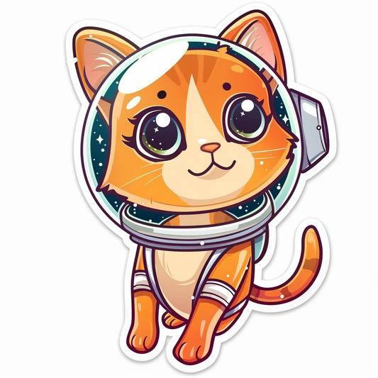 Abyssinian Cat astronaut majestic Expressive surreal Vinyl Decal Sticker for Car, Laptop, Tumbler and more # F021314-4" x 4"