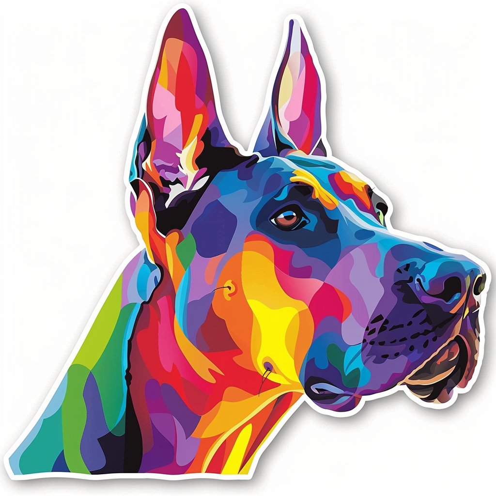 Great Dane Dog Expressive surreal Vinyl Decal Sticker for Car, Laptop, Tumbler and more # F022906
