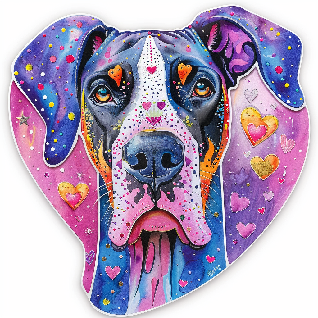 Great Dane Dog Expressive surreal Vinyl Decal Sticker for Car, Laptop, Tumbler and more # F022805