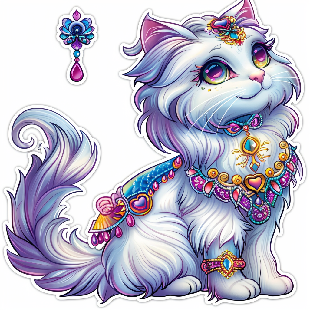 Sticker of a Persian Cat Expressive surreal Vinyl Decal Sticker for Car, Laptop, Tumbler and more # F016420