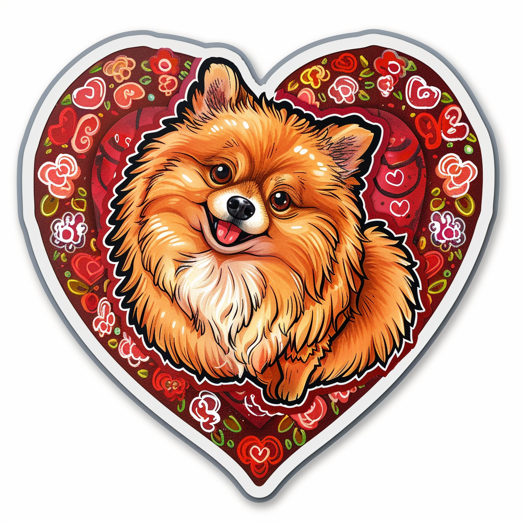 Pomeranian Dog majestic Expressive surreal Heartcore Vinyl Decal Sticker for Car, Laptop, Tumbler and more # F014076