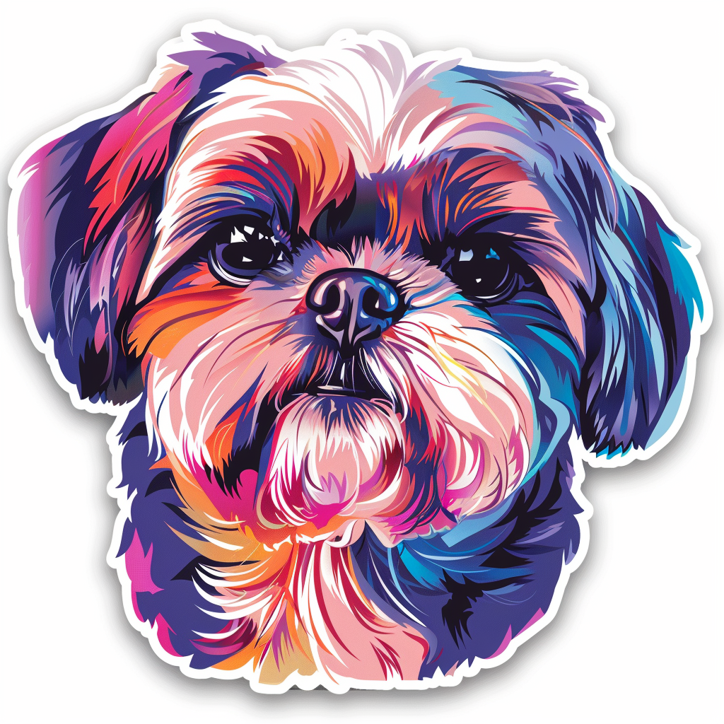 Adorable Shih Tzu Dog Expressive surreal Vinyl Decal Sticker for Car, Laptop, Tumbler and more # F018508