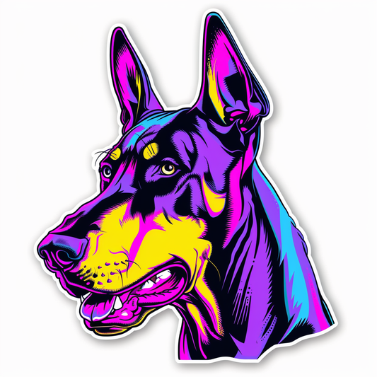 Doberman Pinscher Dog majestic Expressive surreal Vinyl Decal Sticker for Car, Laptop, Tumbler and more # F019550-4" x 4"