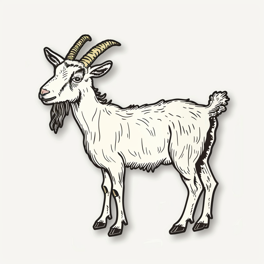 Goat majestic Expressive surreal Vinyl Decal Sticker for Car, Laptop, Tumbler and more # F020554-4" x 4"