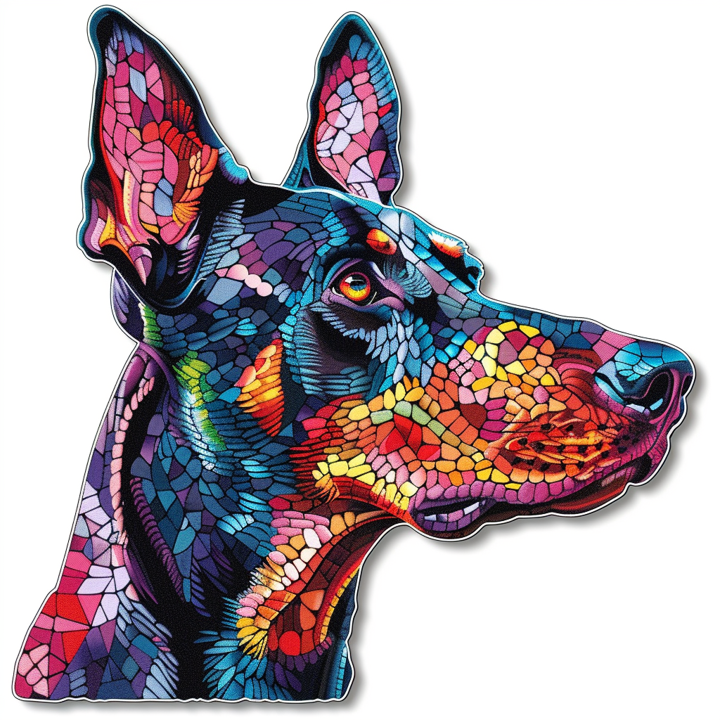 Doberman Pinscher Dog majestic Expressive surreal Vinyl Decal Sticker for Car, Laptop, Tumbler and more # F019570-4" x 4"