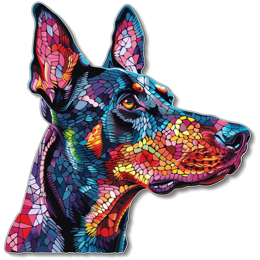 Doberman Pinscher Dog majestic Expressive surreal Vinyl Decal Sticker for Car, Laptop, Tumbler and more # F019570-4" x 4"