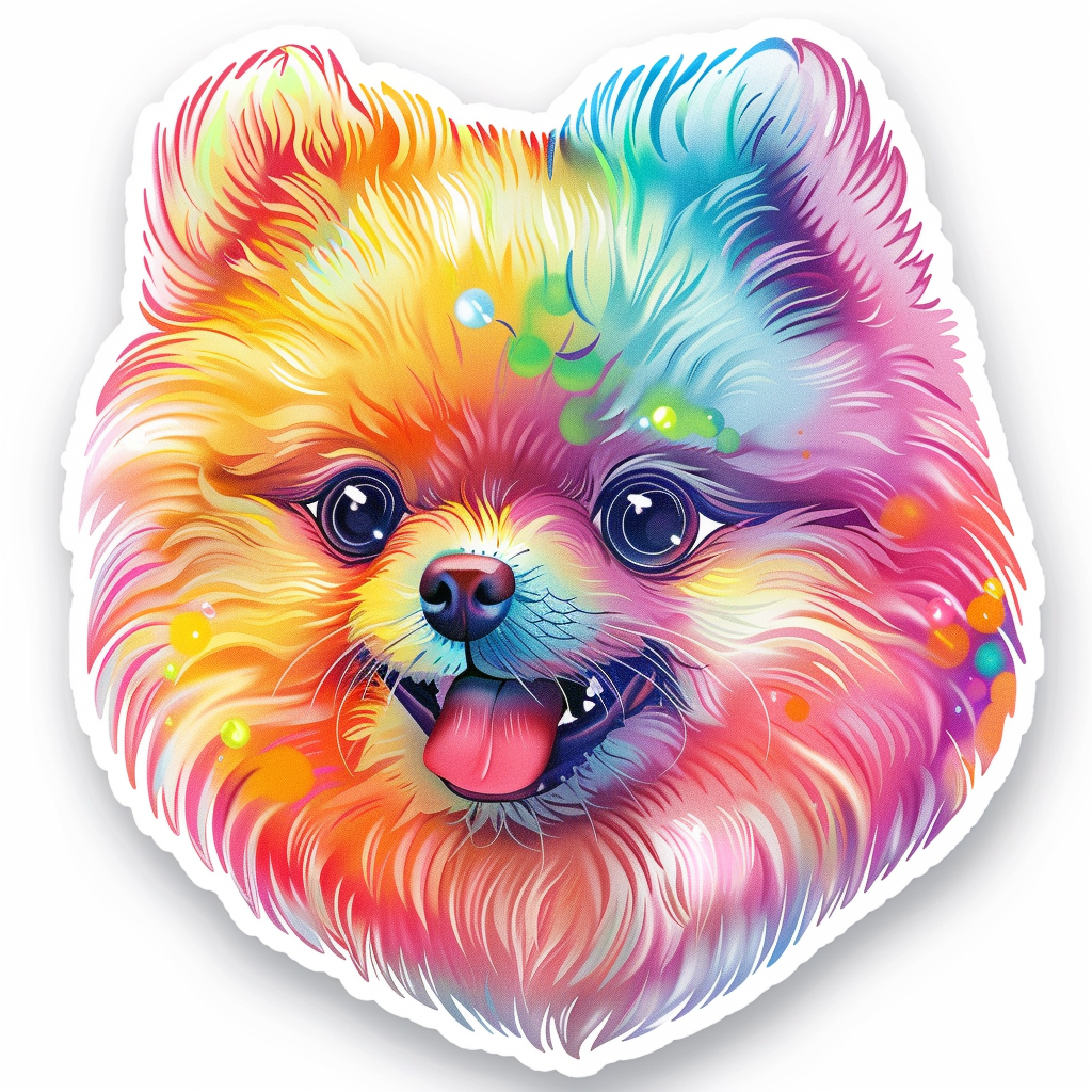 Pomeranian Dog heartcore Expressive surreal Vinyl Decal Sticker for Car, Laptop, Tumbler and more # F018002