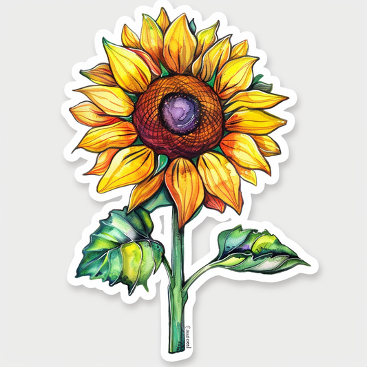 Sunflower flower majestic Expressive surreal Vinyl Decal Sticker for Car, Laptop, Tumbler and more # F023002