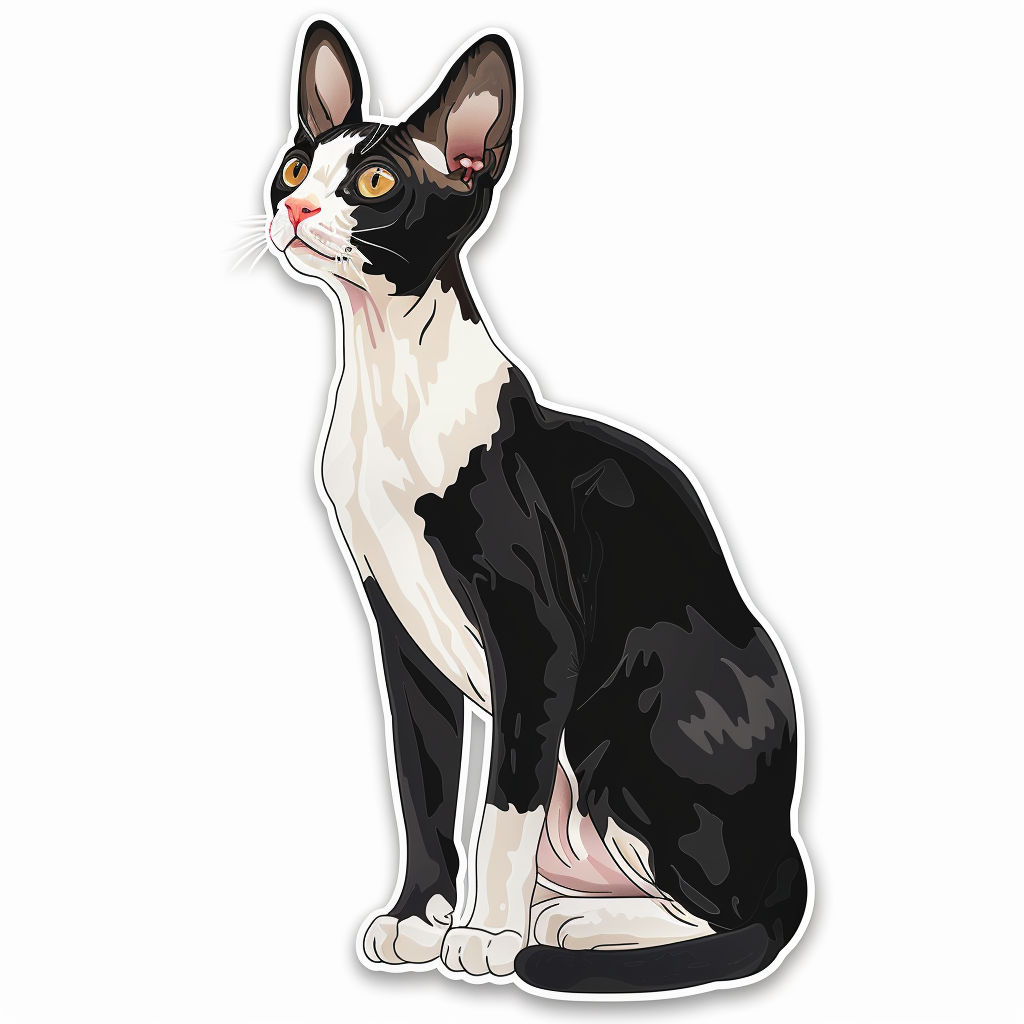 Adorable Cornish Rex Cat Expressive surreal Vinyl Decal Sticker for Car, Laptop, Tumbler and more # F021416-4" x 4"