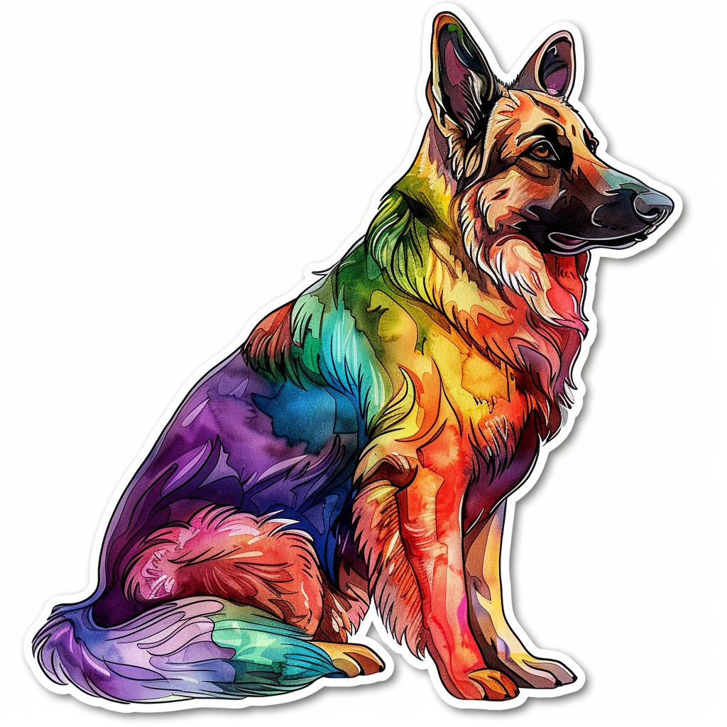 German Shepherd Dog cartoon Vinyl Decal Sticker for Car, Laptop, Tumbler and more # F011545