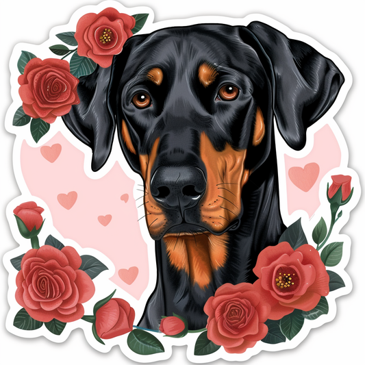 Doberman Pinscher Dog majestic Expressive surreal Vinyl Decal Sticker for Car, Laptop, Tumbler and more # F019571-4" x 4"