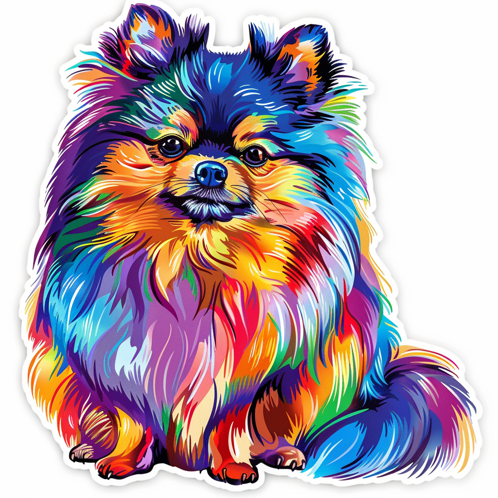Sticker of a Pomeranian Dog majestic Expressive surreal Vinyl Decal Sticker for Car, Laptop, Tumbler and more # F013770
